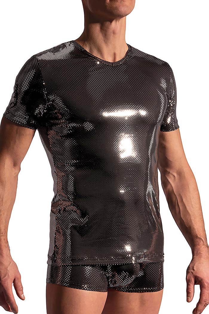 MANSTORE V Neck T Shirt M2228 Schwarz/Silber EasyFunShop
