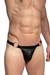 MANSTORE Hip String M2482 Schwarz Leder-Optik