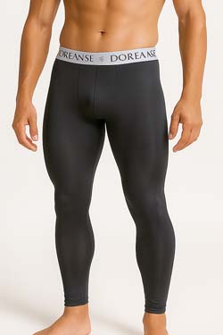 Doreanse Herren Leggings Lange Unterhose Schwarz