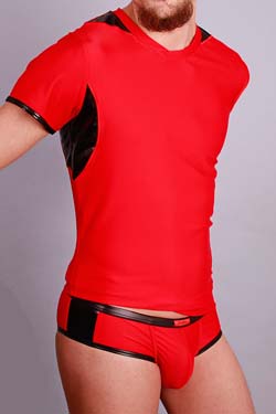 Herren Unterhemd FunBoy T-Shirt 263 Rot-Schwarz