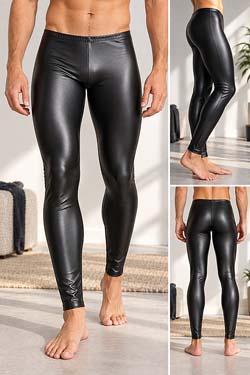FunBoy Unisex Leggings Schwarz im Lederlook