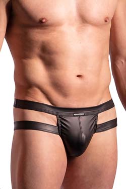 MANSTORE Bondage String M2237 Schwarz Leder-Optik