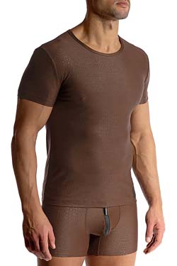 MANSTORE Casual Tee M2515 Leder-Optik Braun