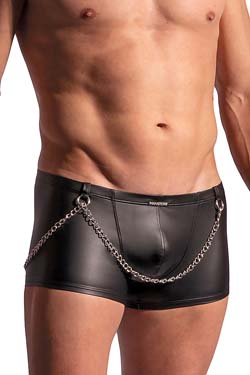 MANSTORE Circus Pants M2222 Schwarz Leder Optik mit Kette