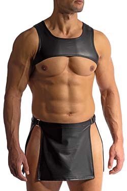 MANSTORE Croped Top M2422 Schwarz, Leder-Optik