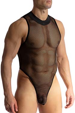 MANSTORE High Neck Body M2424 Schwarz Mesh