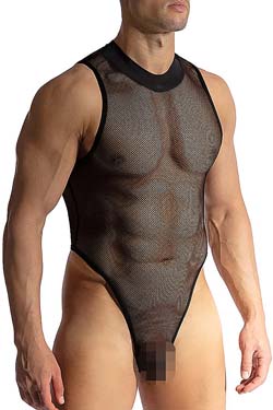 MANSTORE High Neck Body M2424 Schwarz Mesh