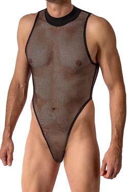 MANSTORE High Neck String Body M2424 Schwarz Mesh