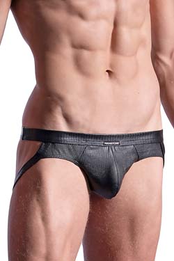 MANSTORE Jock Brief M2192 Schwarz Leder-Optik