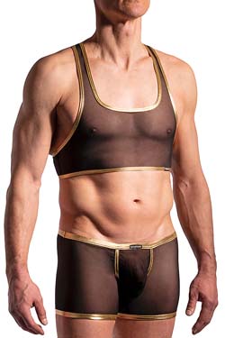 MANSTORE M2238 Cropped Top Schwarz-Gold