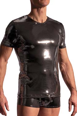 MANSTORE V-Neck T-Shirt M2228 Schwarz/Silber