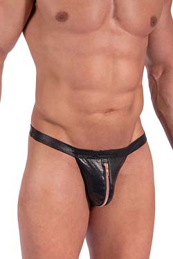 MANSTORE Zipped String M2369 Schwarz Leder-Optik