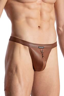 MANSTORE Zipped String Tanga M2116 Saddle