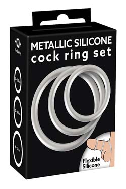 Metallic Silicone Cock Ring Set 3,3 4,0  5,1 cm