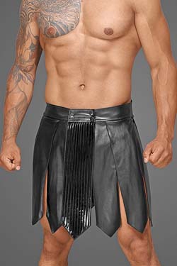 Noir Handmade Herren Gladiator Rock mit PVC Zierfalten