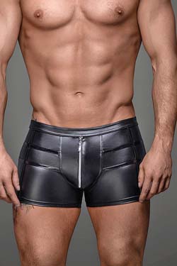 Noir Handmade Wetlook Shorts H006 mit Frontzip