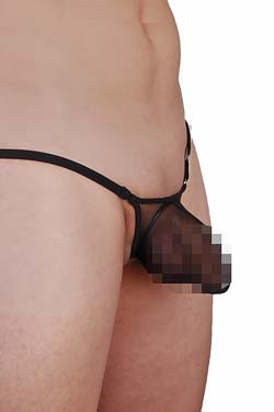 Beachkini Boy Monster Bulge String T-Back Schwarz Power-Net