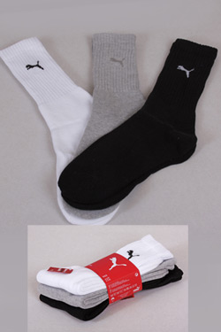 PUMA Sport Socken Unisex 3 Paar - grau-schwarz-weiß