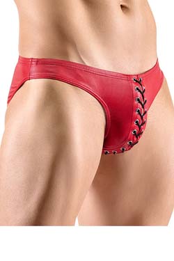 Svenjoyment roter Wetlook Slip mit Frontschnrung