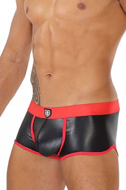 TOF Paris Boxer Pants Schwarz-Rot Leder-Optik