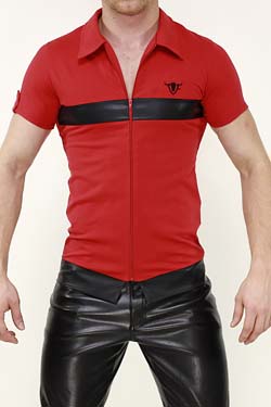 Herren Unterhemd TOF Paris T-shirt Seduction Deluxe Rot-Schwarz