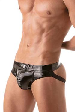 TOF Paris Vinyl Lack Jock Brief Schwarz