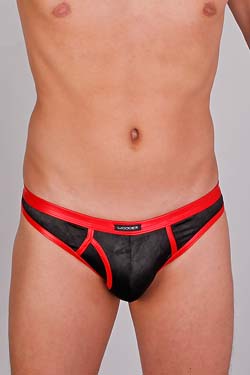 Wojoer Retro Brasil Mini Slip 353 Rot-Schwarz Leder Optik