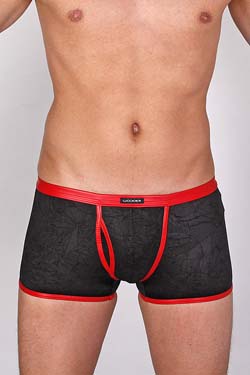 Wojoer Retro Pant 353 Rot-Schwarz Leder Optik